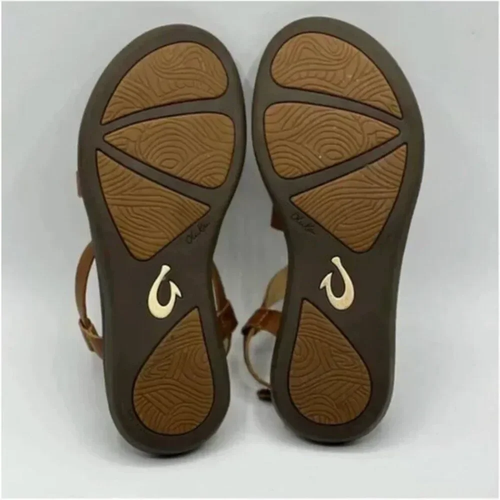 OluKai Upena Girl’s Leather Slingback Sandals Size 4 (36)